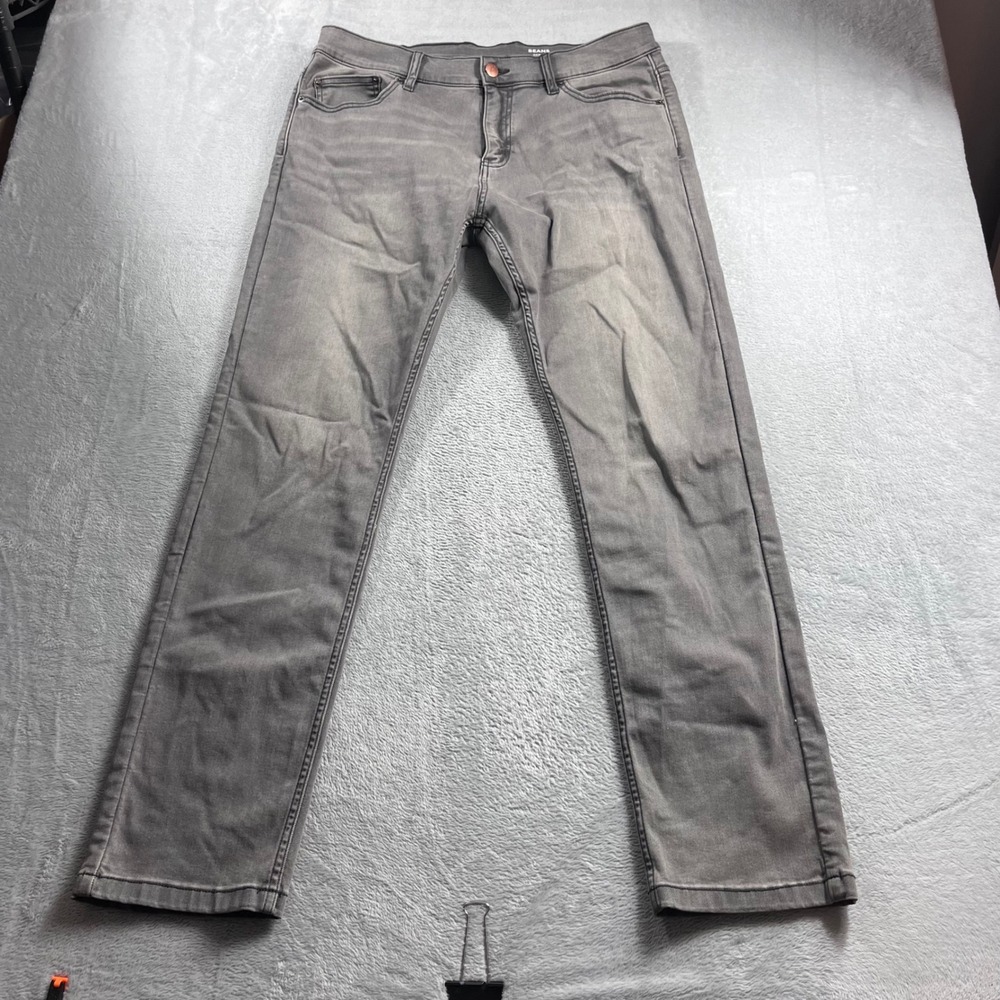 Mugsy Jeans Mens 36x32 Beans Slim Fit Grey Denim Pants Casual Stretch 36 x 32